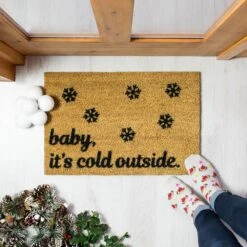 Artsy Christmas Coir Doormat Non Slip Indoor Outdoor Mats