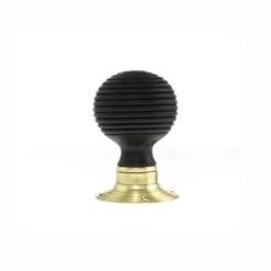 Atlantic Old English Whitby Ebony Wood Reeded Mortice Knob On 60mm Face Fix Rose