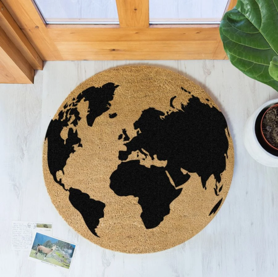Artsy Globe Circle Coir Doormat Non Slip Indoor Outdoor Mats - Image 2