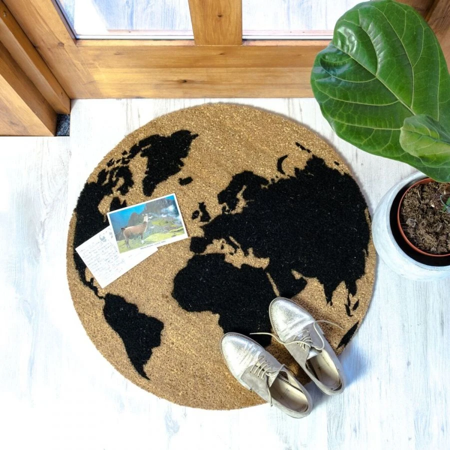 Artsy Globe Circle Coir Doormat Non Slip Indoor Outdoor Mats - Image 3