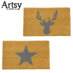 Artsy Grey Coir Doormat Non Slip Indoor Outdoor Mats