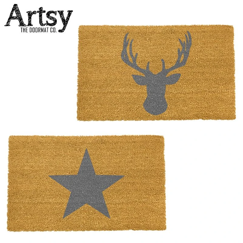 Artsy Grey Coir Doormat Non Slip Indoor Outdoor Mats